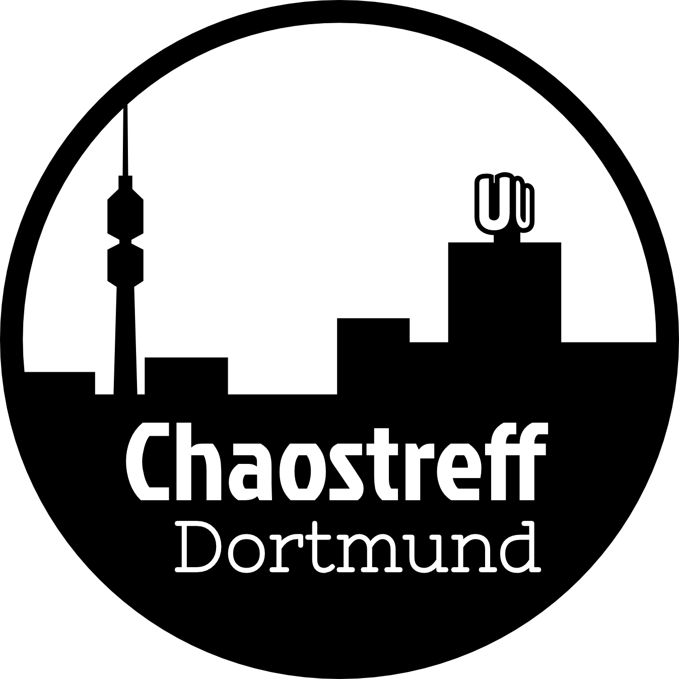 Logo des Chaostreff Dortmund mit der Stadtsilhouette