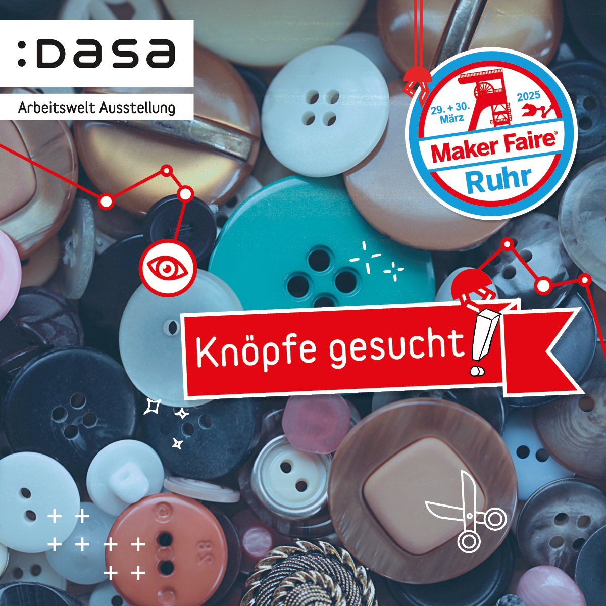 Eine Sammlung bunter Knöpfe